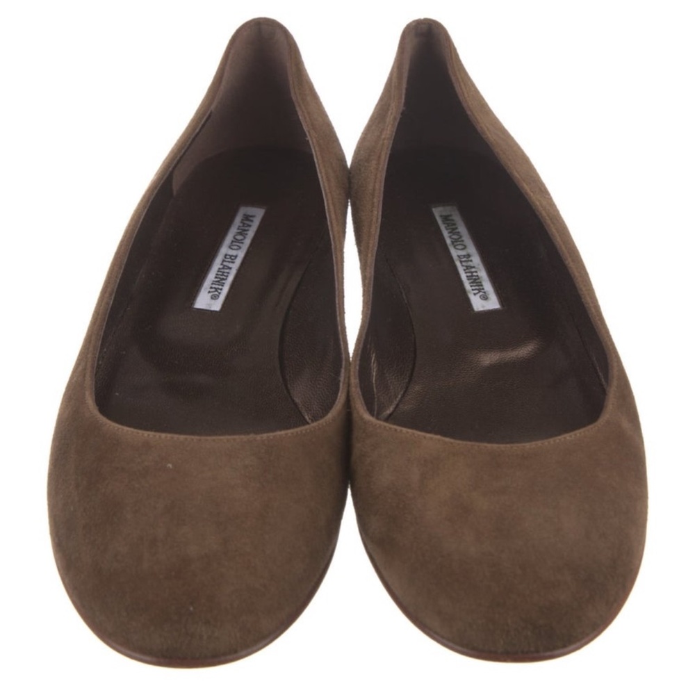 Manolo Blahnik Brown Suede Women's Flats